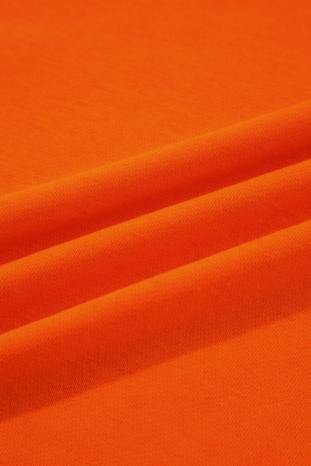 Orange Varsity Striped Sleeve Drop Shoulder Sweatshirt and Short Set