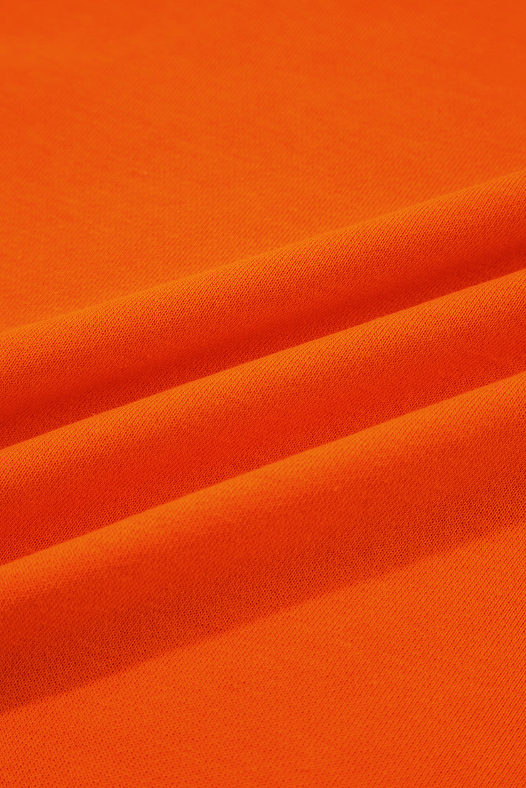 Orange Varsity Striped Sleeve Drop Shoulder Sweatshirt and Short Set