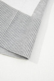 Gray Plus Size Checkered Pattern Button Polo Collar Split Sweater