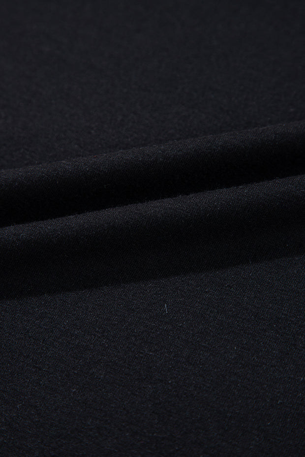 Black Sequin Stripes Patchwork Mardi Gras Crew Neck T Shirt