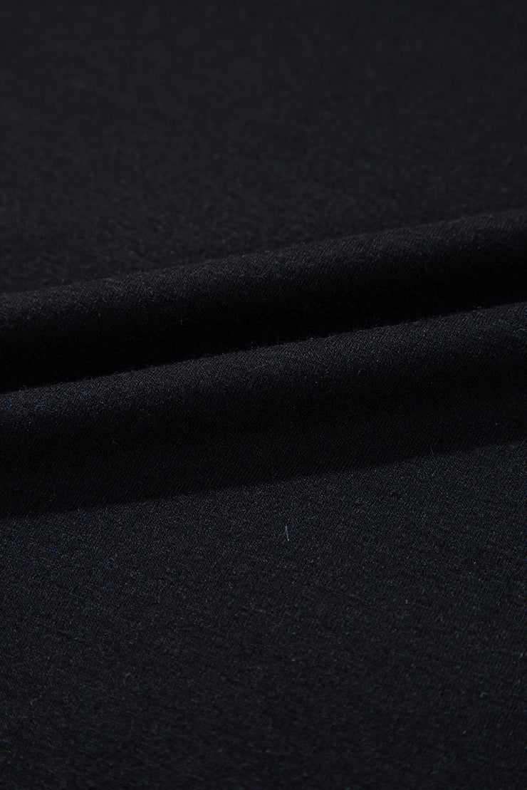 Black Sequin Stripes Patchwork Mardi Gras Crew Neck T Shirt