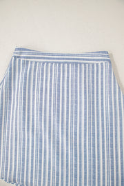 Sky Blue Stripe Buttoned Office Waistcoat Mini Skirt Set