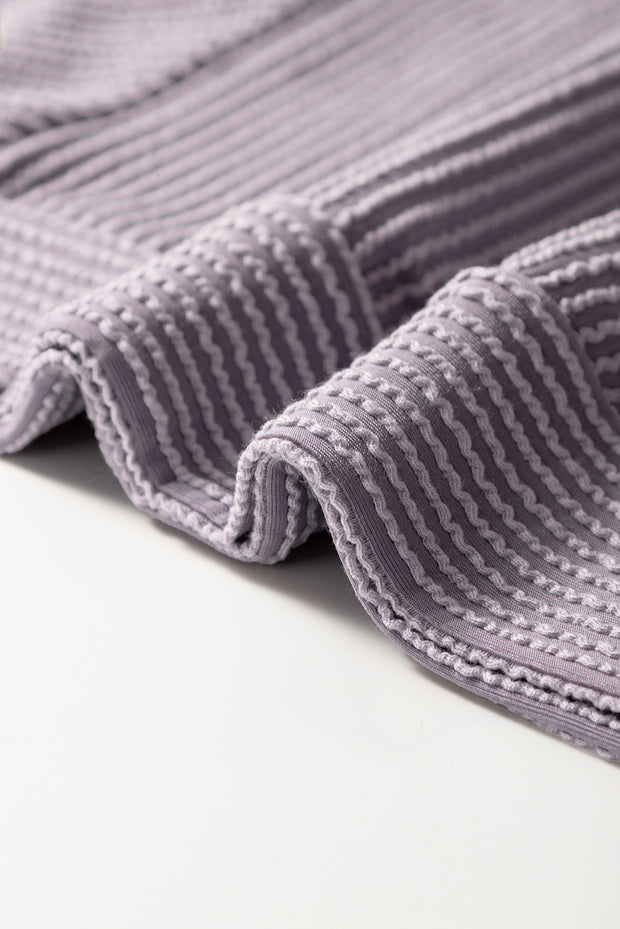 Wild Wind Solid Corded Knit Short Sleeve T Shirt and Wide Leg Pants Set