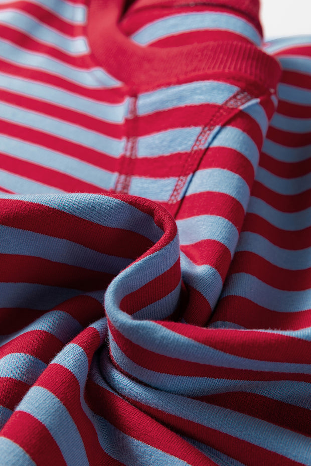 Red Stripe Exposed Seam Contrast Ribbed Trim Oversize Sweatshirt