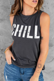 Camiseta sin mangas con estampado gráfico CHILL en gris