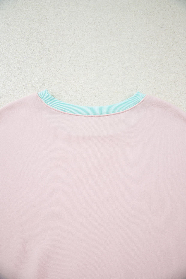 Delicacy Striped Colorblock Patchwork Drop Shoulder Sweatshirt