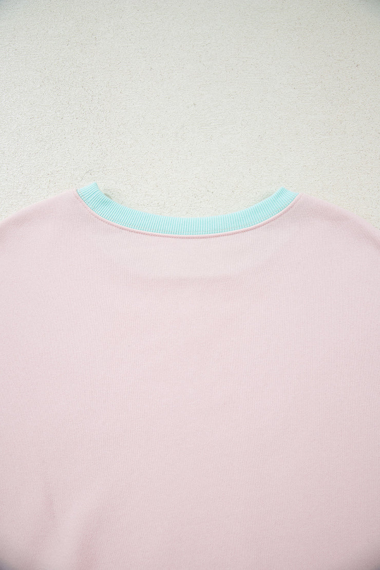 Delicacy Striped Colorblock Patchwork Drop Shoulder Sweatshirt