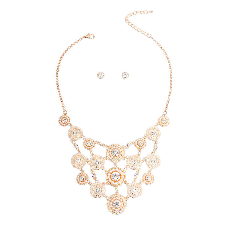 Cream Pearl and Stone Bib Set