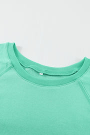 Green French Terry Cotton Blend Pullover Sweatshirt