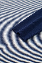 Blue Stripe Color Block Patchwork Dolman Oversize Tunic Sweater