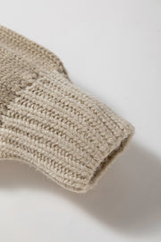 Khaki Striped Color Block Brushed Knit Bow Tie Front Sweater Cardigan