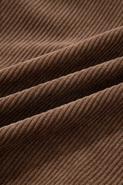 Dark Khaki Button Zip Up Lapel Collar Corduroy Jacket