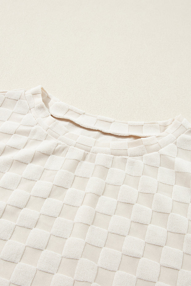 Beige Solid Textured Thumbhole Sleeve Top