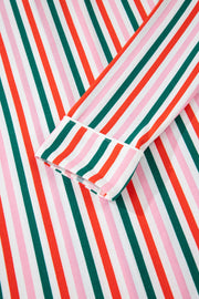 Pink Stripe Christmas Long Sleeve Shirt Style Lounge Dress