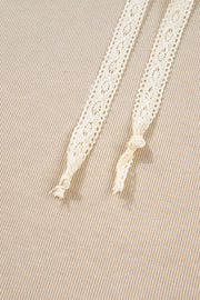 Jet Stream Lace Drawstring Pullover Hoodie and High Waist Pants Corduroy Suit