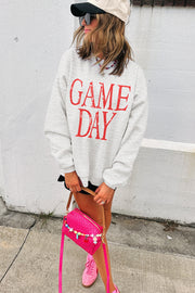 Red Vintage Washed GAME DAY Graphic Baggy Sweatshirt