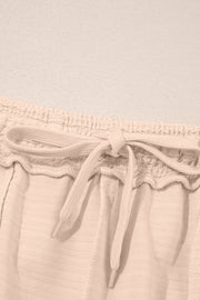 Apricot Textured V Neck T Shirt and Shorts Set