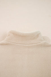 Parchment Fleece Colorblock Patchwork Zipped Neck Pullover Sweatshirt