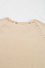 Apricot Striped Accent Pullover and Shorts Two Piece Casual Set