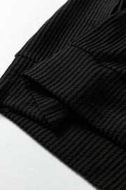 Black Twisted Rib Outlined Merry Letter Graphic Loose Long Sleeve Top