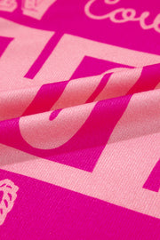 Rose Howdy Cowboy Letter Printed Western Fashion Tee