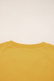 Citrus Pleated Balloon Sleeve Pullover Solid Sweatshirt