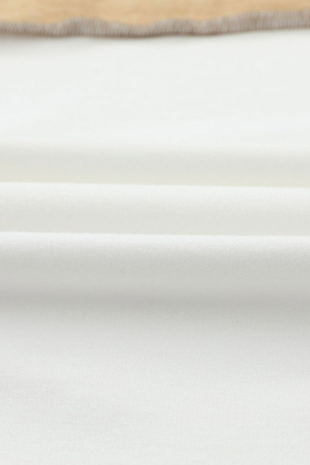 Khaki Exposed Seam Color Block Patchwork Top