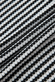 Black Stripe Ribbed Trim Drop Shoulder Long Sleeve Oversize Top