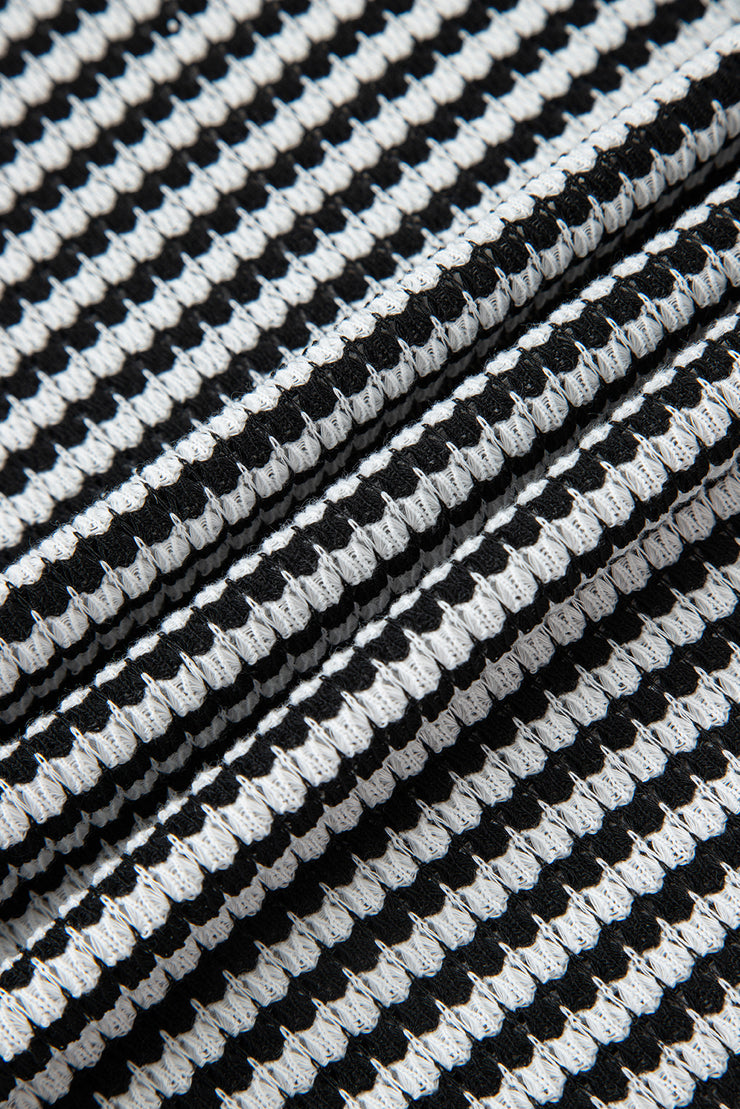 Black Stripe Ribbed Trim Drop Shoulder Long Sleeve Oversize Top