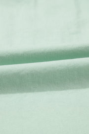 Clearly Aqua Floral Embroidered Puff Sleeve Split Neck Blouse