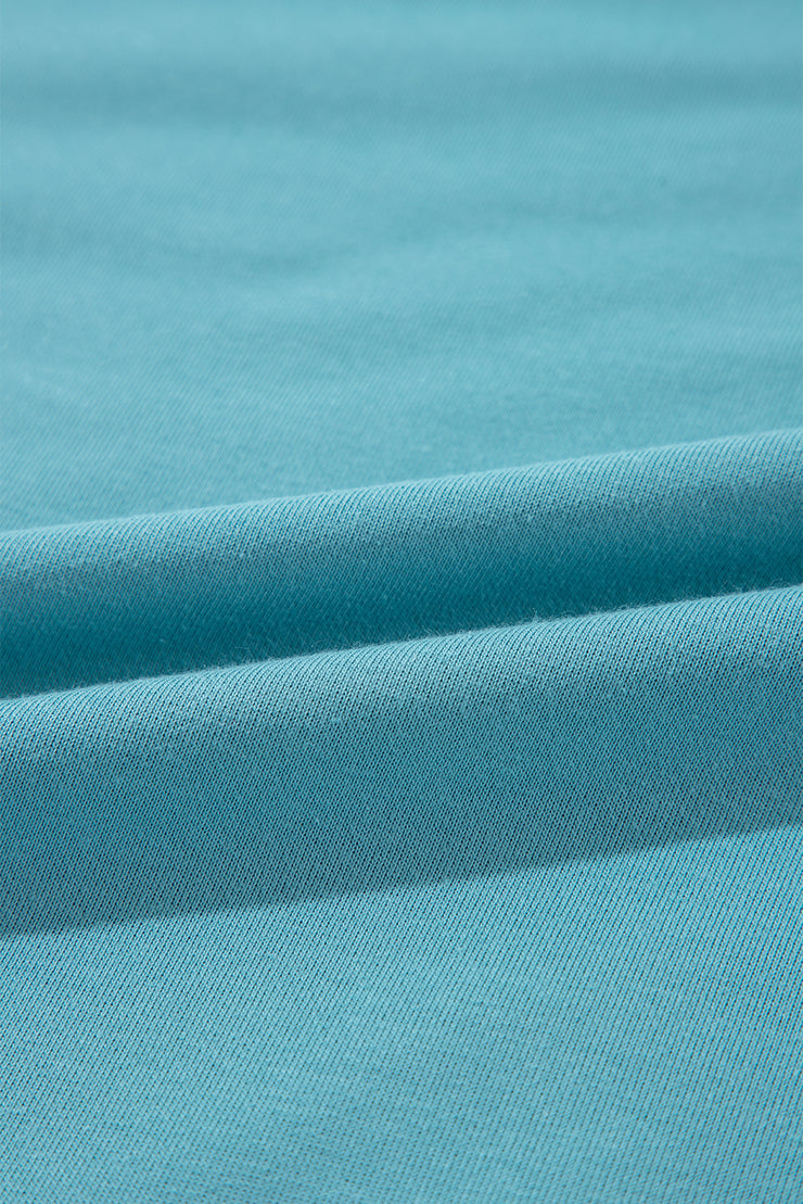 Light Blue Colorblock Patchwork Crew Neck Loose Sweatshirt