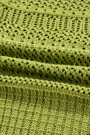 Spinach Green Oversize Crochet Knit Open Cardigan