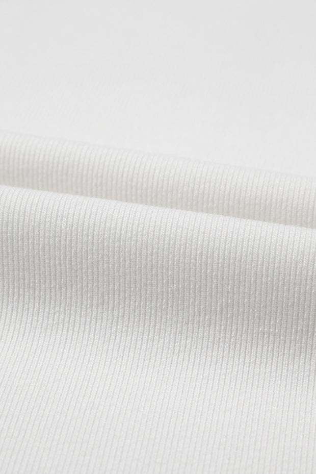 White Contrast Ricrac Floral Sleeve Top