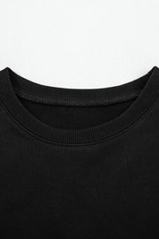 Black Varsity Stripe Detail Drop Shoulder Pullover Mini Skirt Set