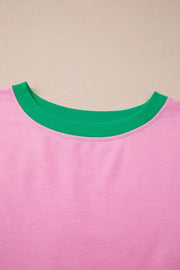 Bonbon Colorblock Edge Drop Shoulder T Shirt and Skort 2Pcs Set