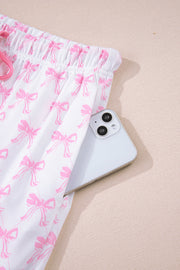 Pink Bow Print Long Sleeve Shirt and Pants Soft Pajama Set