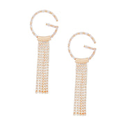 Tassel Gold G Rhinestone Fringe Earrings Women