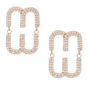 Studs Gold Pave Oval Loop Design Earrings Women