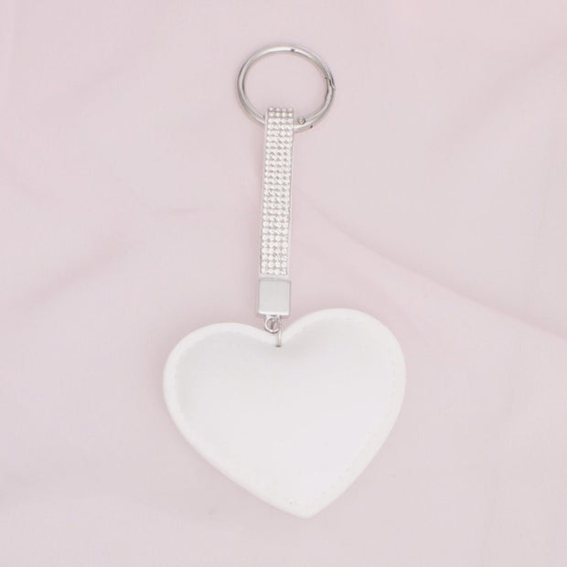 Handbag Clip Gleaming White Heart Padded Charm