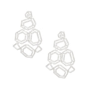 Dangle Large Silver Geometric Structured Earrings