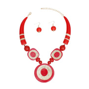 Tribal Horn Red Beaded Necklace for Women