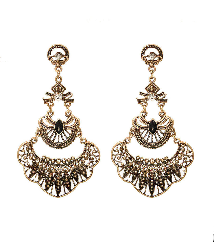Metal Drop Burnished Gold Earrings