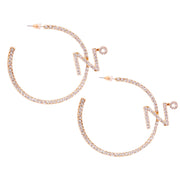 N Gold Rhinestone Hoops