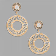 Elegance Redefined: Gold Pearl Greek Key Earrings