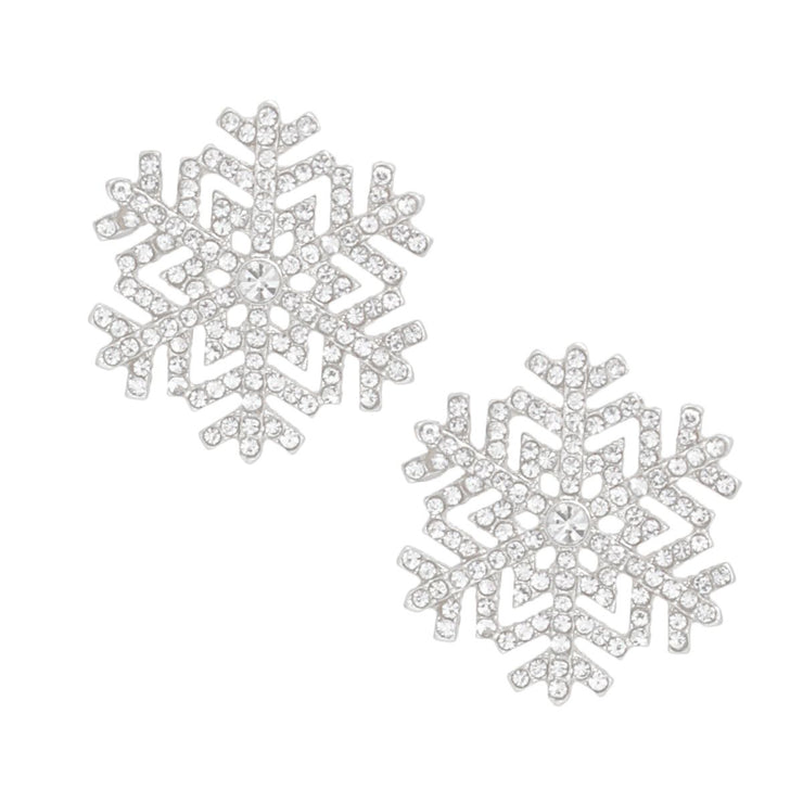 Stud Radiating Snowflake Silver Earrings for Women