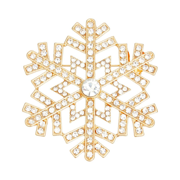 Brooch Radiating Snowflake Gold Pin for Women