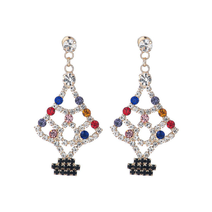 Festive Foliage: Colored Light Xmas Tree Earrings