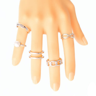 Silver Pearl Midi Ring Set