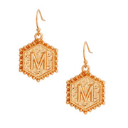 M Hexagon Initial Earrings