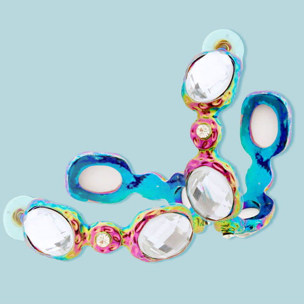 Vibrant Rainbow Crystal Hoops